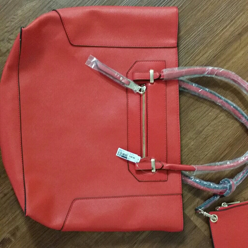 Red Large Hand bag with change pouch included